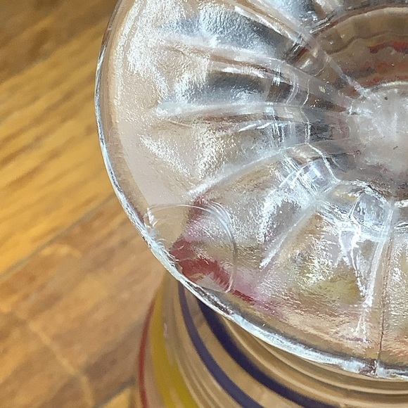 Set of Three Vintage Striped Glass Cordials and Snack Plates - Picture 10 of 11